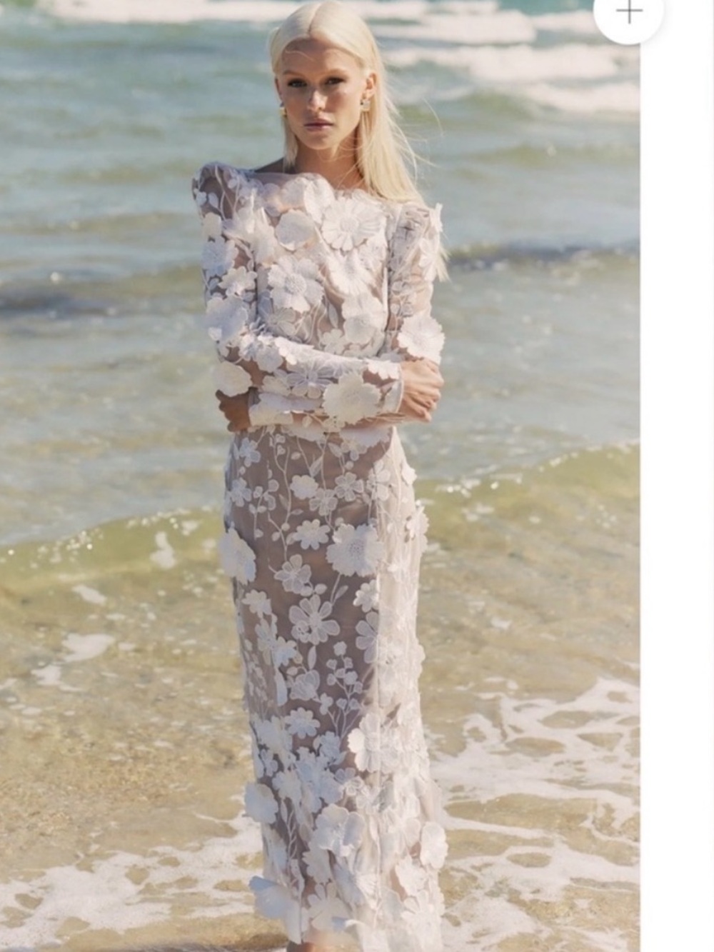 elliatt shannon white 3d floral embellished midi bridal wedding dress Size XXL - Picture 12 of 13